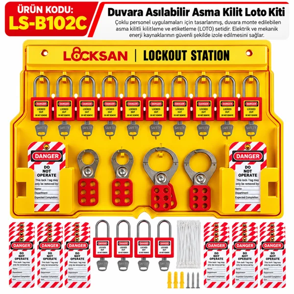 LS-B102C | Duvara Asılabilir Asma Kilit LOTO Kiti