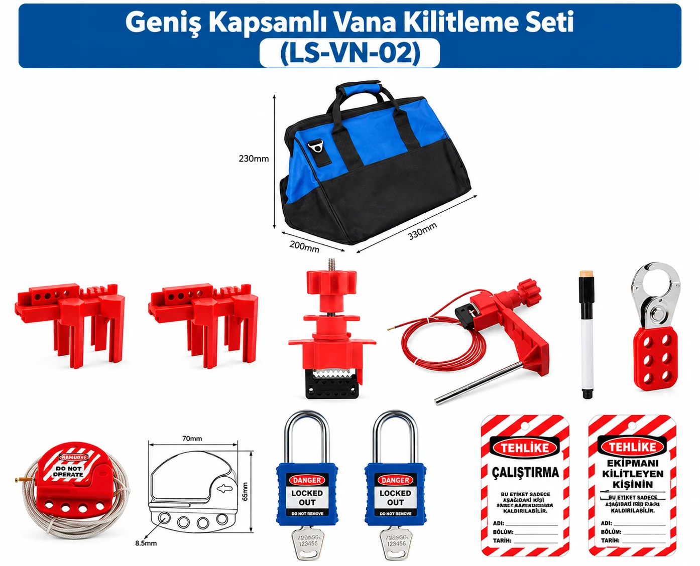 LS-VN-02 Geniş Kapsamlı Vana Kilitleme Seti